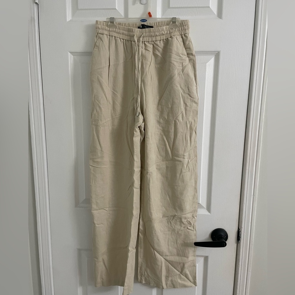 Zara beige linen blend pants